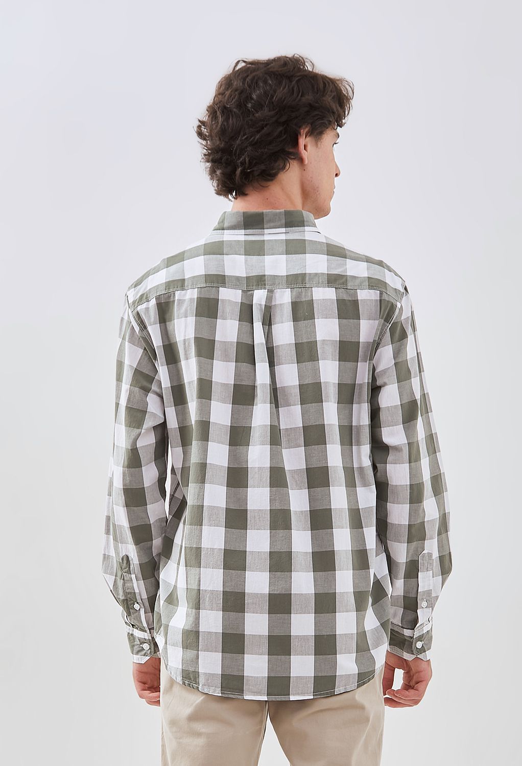 Osella Long Sleeve Checkered Shirt In Lafayette Green And White 2037501119