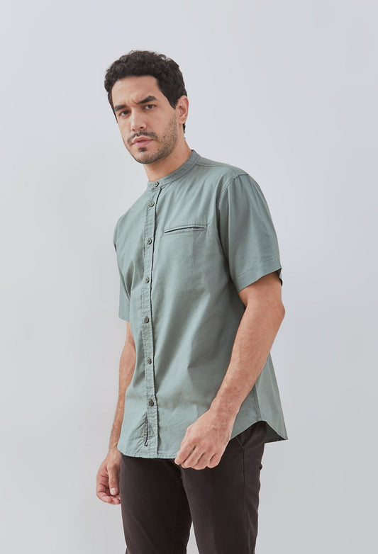 Osella Solid Shanghai Collared Short Sleeve Shirt 2032520119