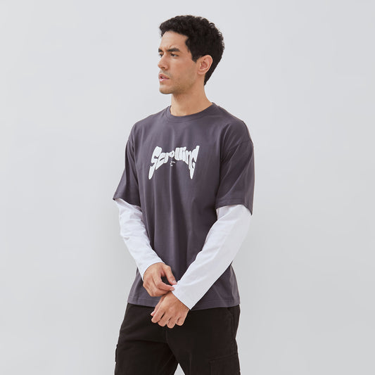 Osella Wonsik Long Double Sleeve T-Shirt In Dark Grey