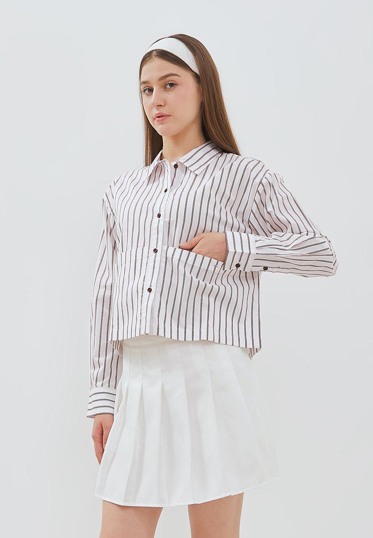 Osella Casual Striped Shacket With Pocket