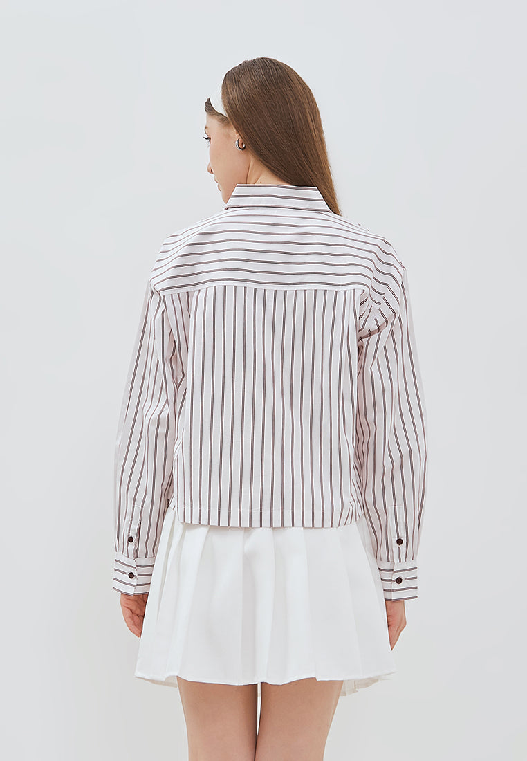 Osella Casual Striped Shacket With Pocket