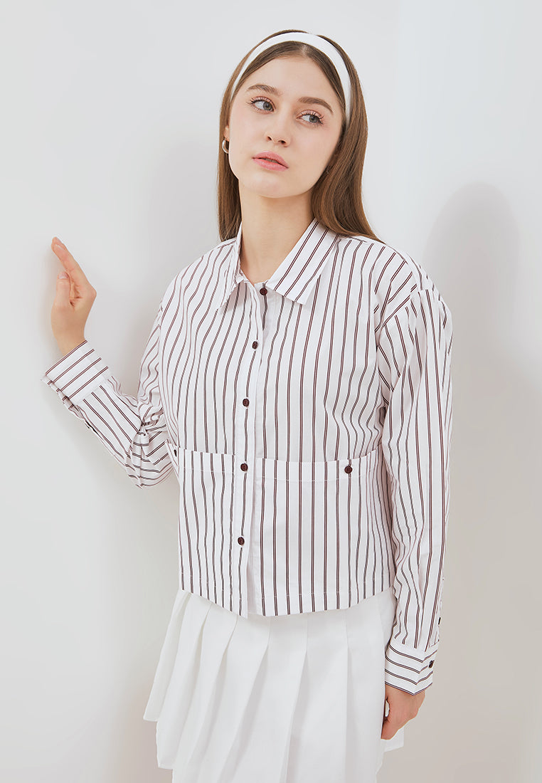 Osella Casual Striped Shacket With Pocket