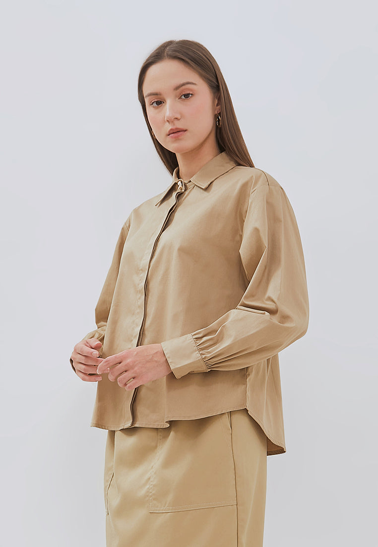 Osella Vena Puffy Sleeve Shirt With Statement Button