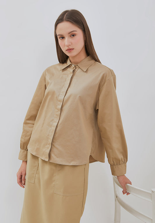 Osella Vena Puffy Sleeve Shirt With Statement Button