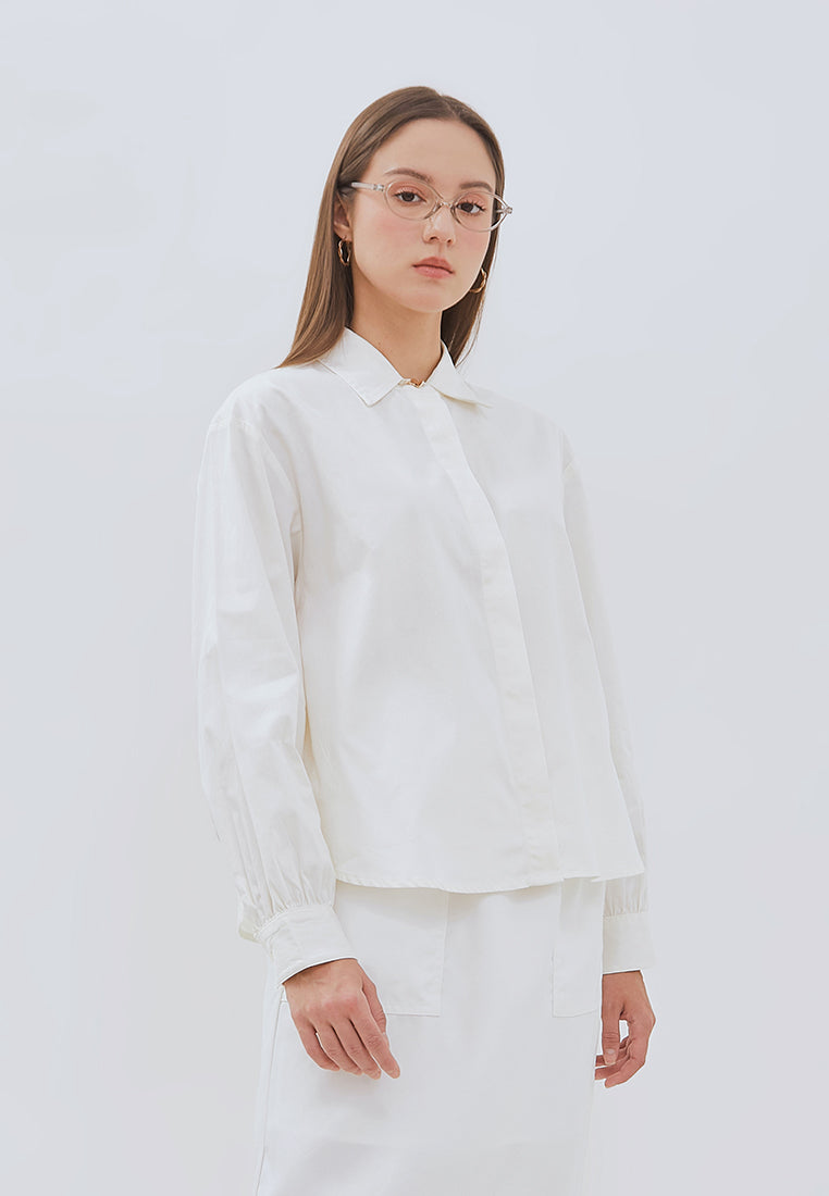 Osella Vena Puffy Sleeve Shirt With Statement Button