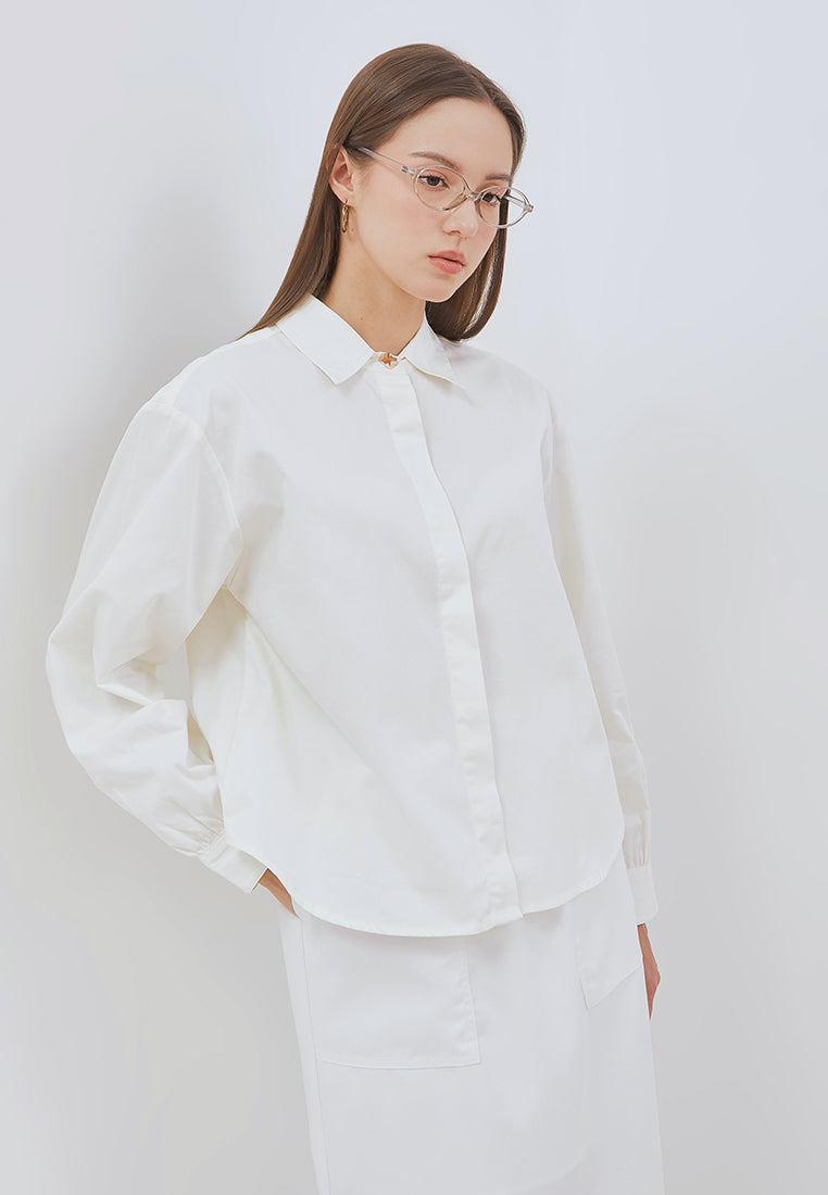 Osella Vena Puffy Sleeve Shirt With Statement Button