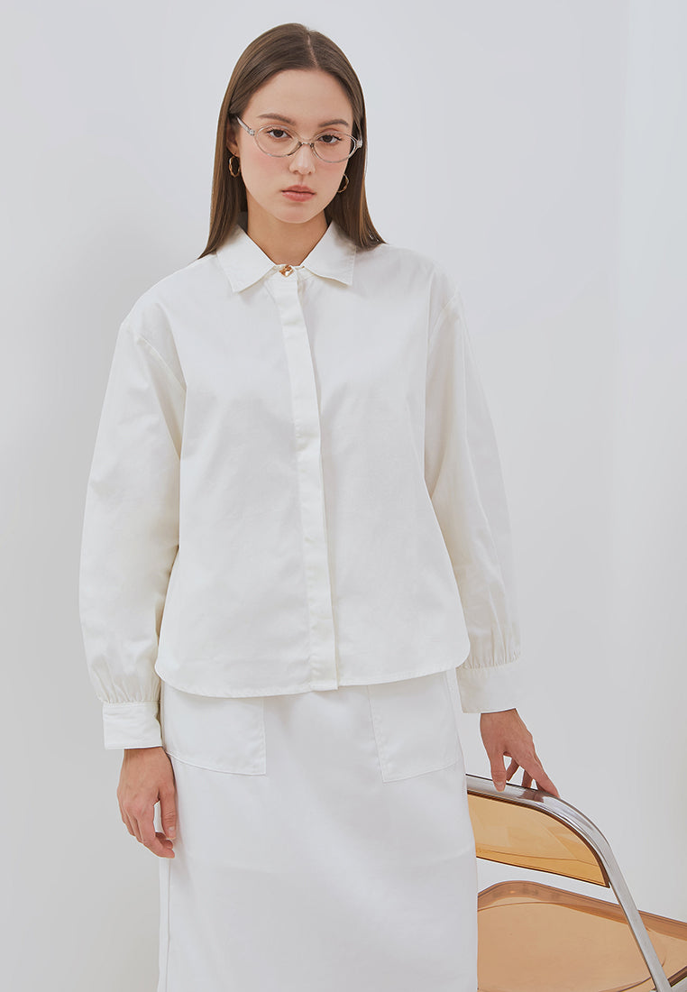 Osella Vena Puffy Sleeve Shirt With Statement Button