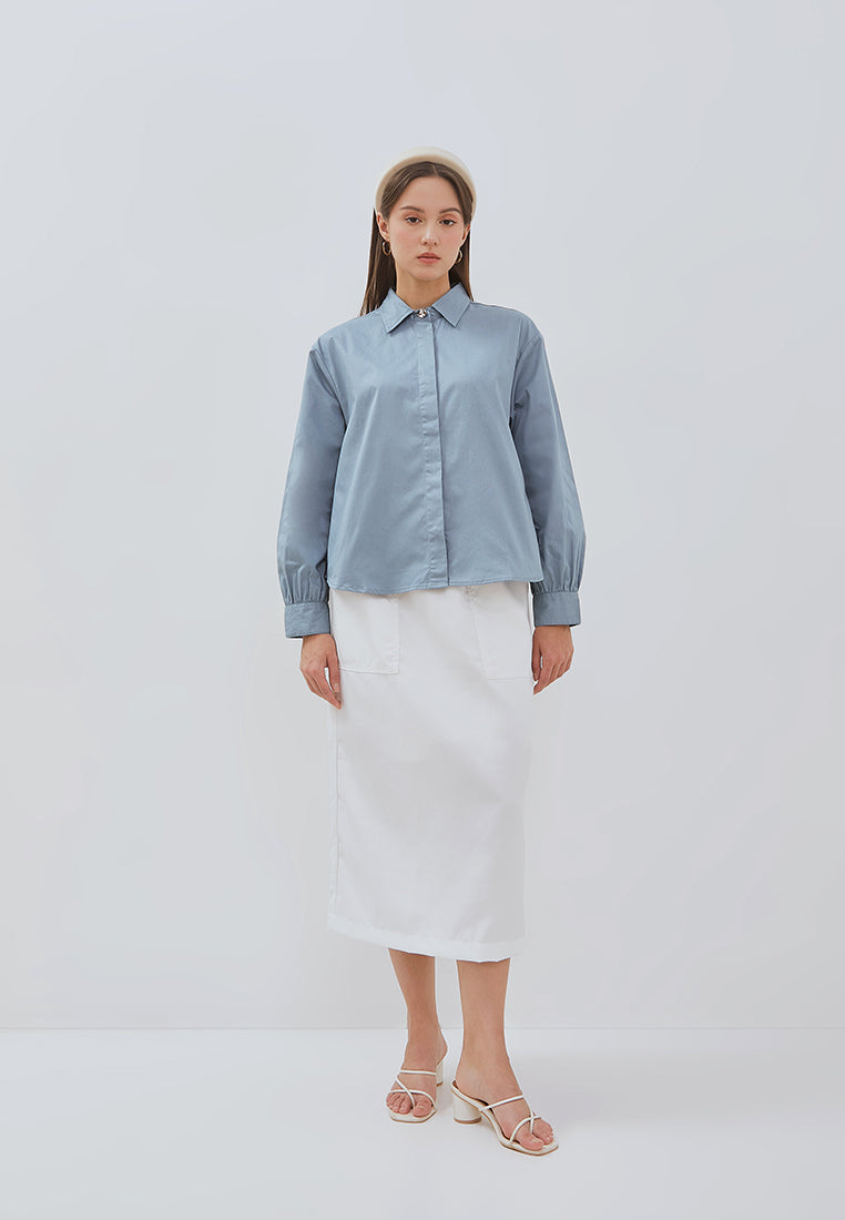 Osella Vena Puffy Sleeve Shirt With Statement Button