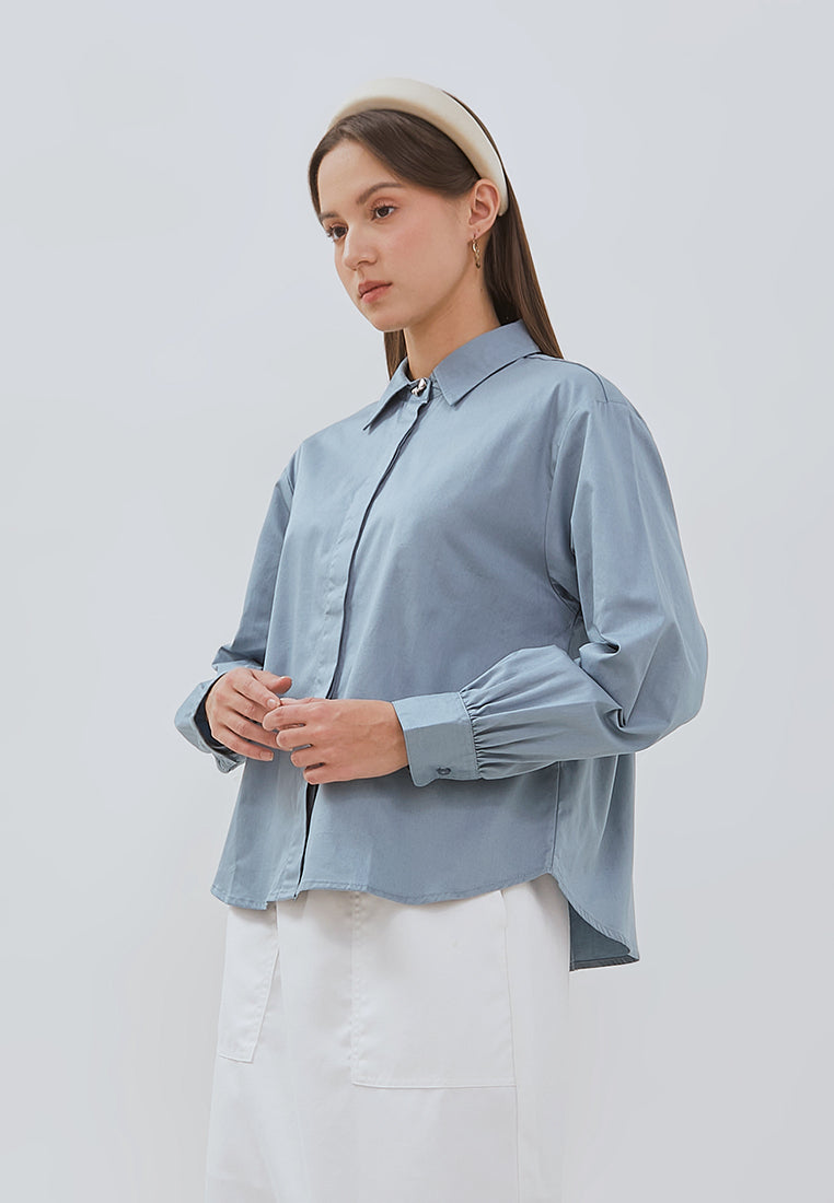 Osella Vena Puffy Sleeve Shirt With Statement Button