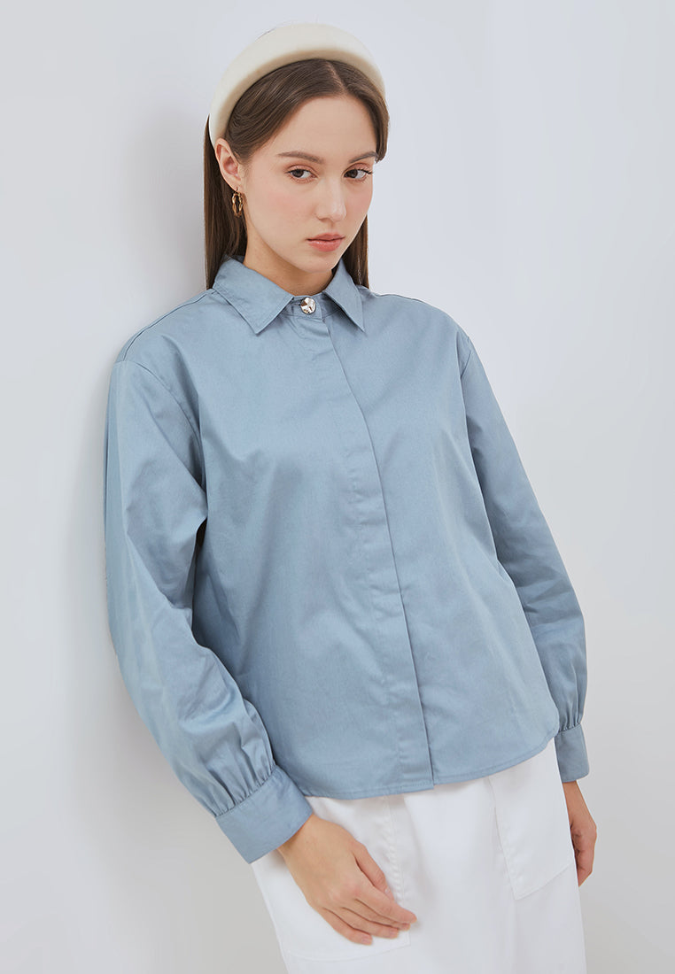 Osella Vena Puffy Sleeve Shirt With Statement Button