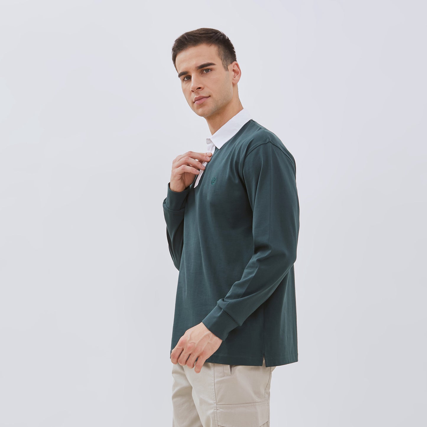 Osella Long Sleeve Polo Shirt In Bottle Green