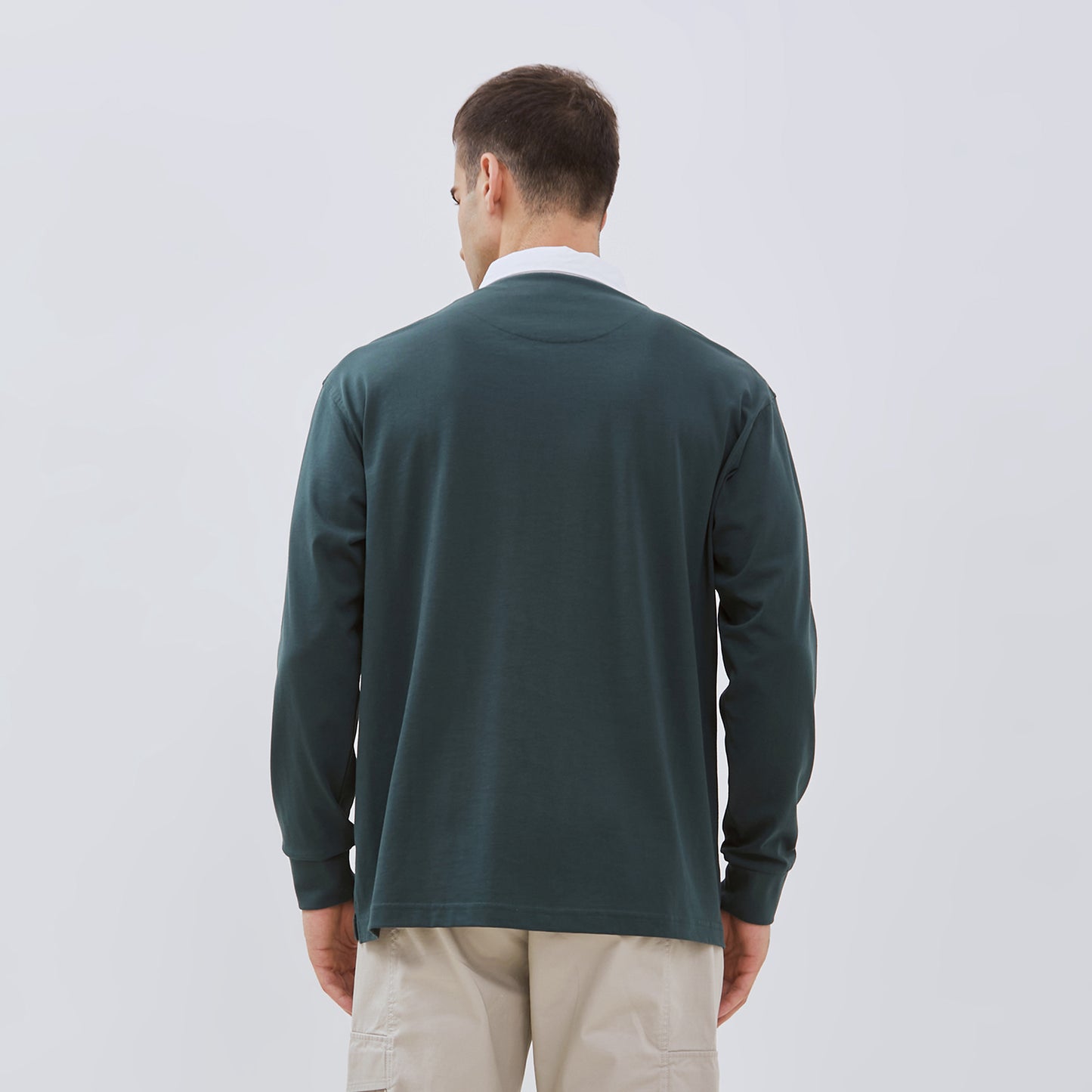 Osella Long Sleeve Polo Shirt In Bottle Green