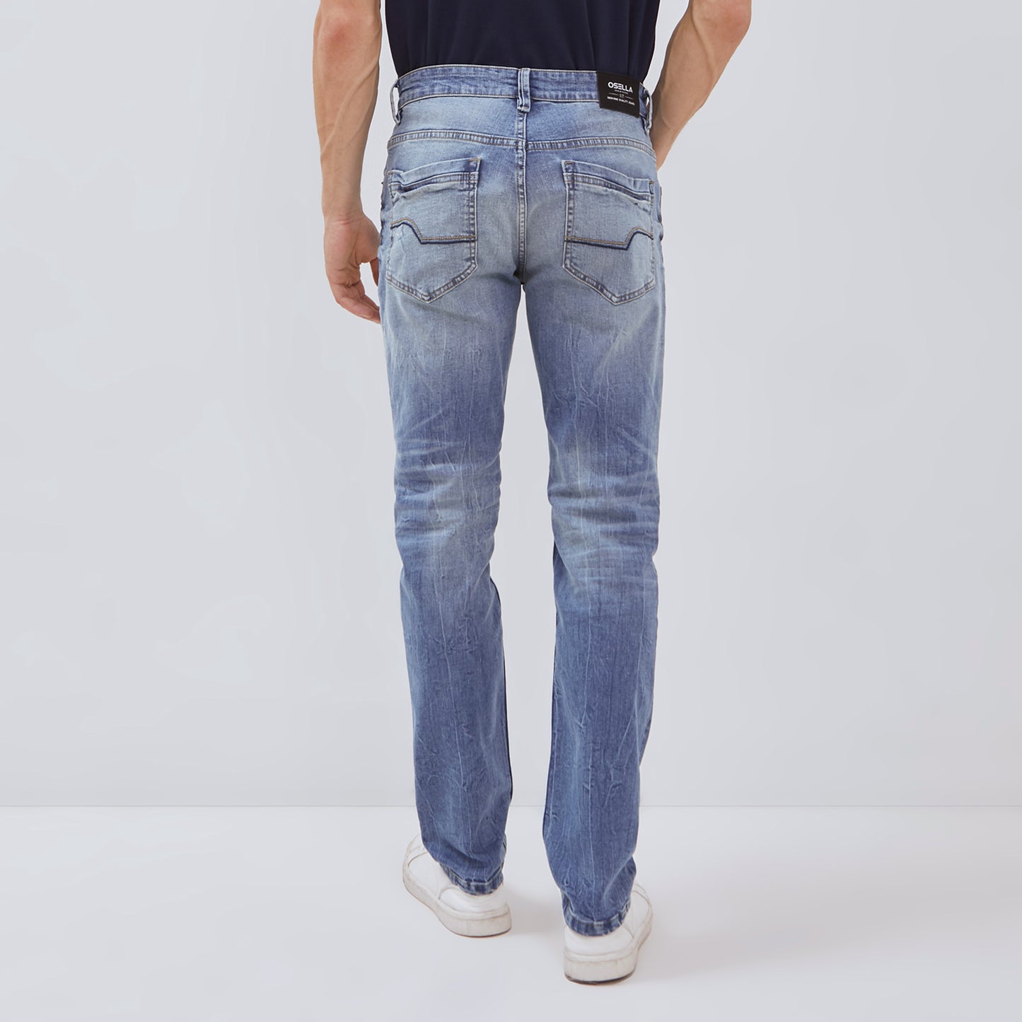 Osella Leo Slim Fit Denim Jeans In Medium Blue Wash