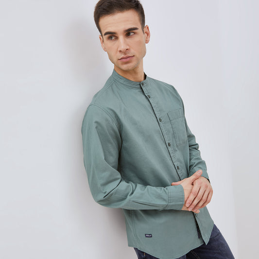 Osella Solid Shanghai Collared Long Sleeve Shirt 2037520219