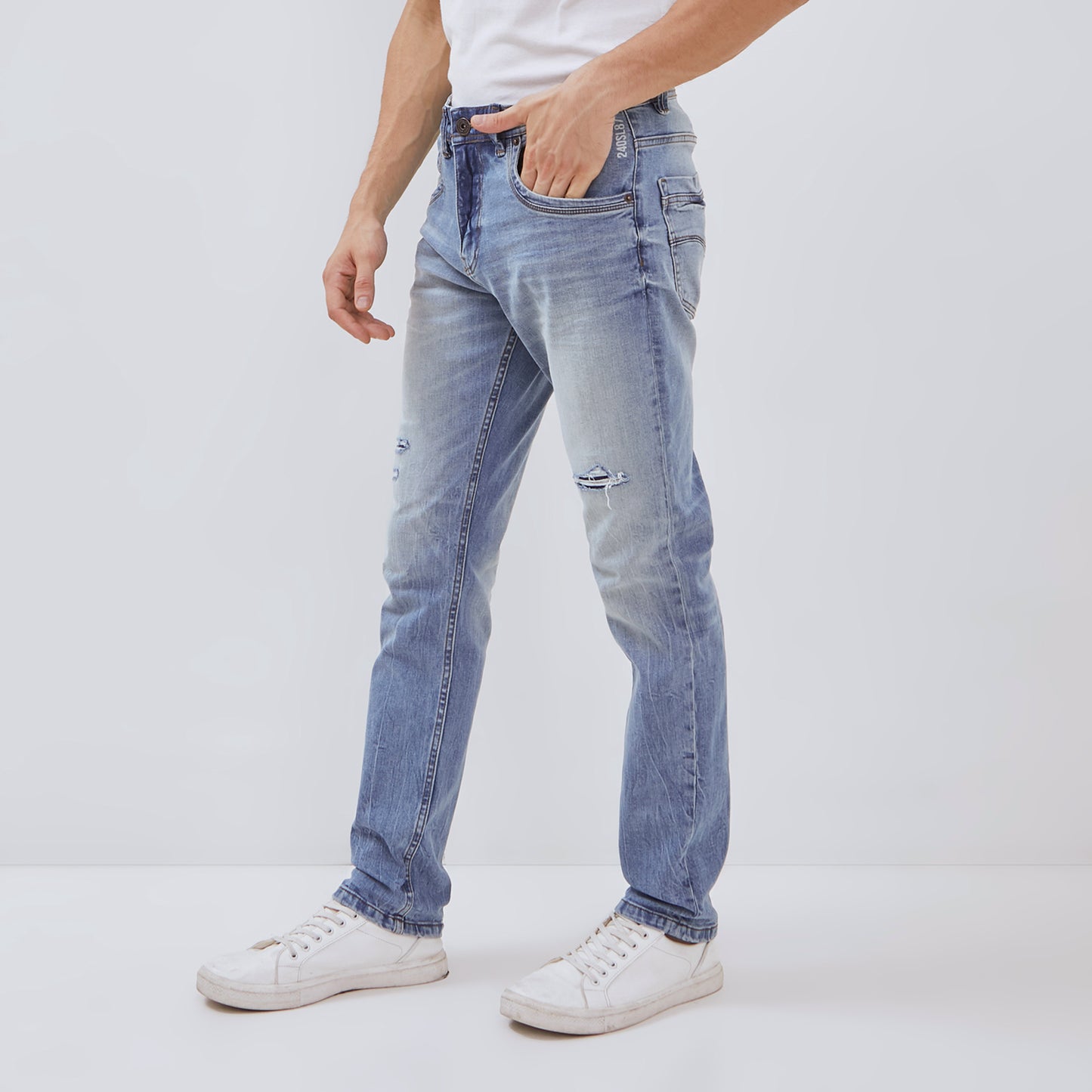 Osella Brando Slim Fit Denim Jeans In Light Blue Wash