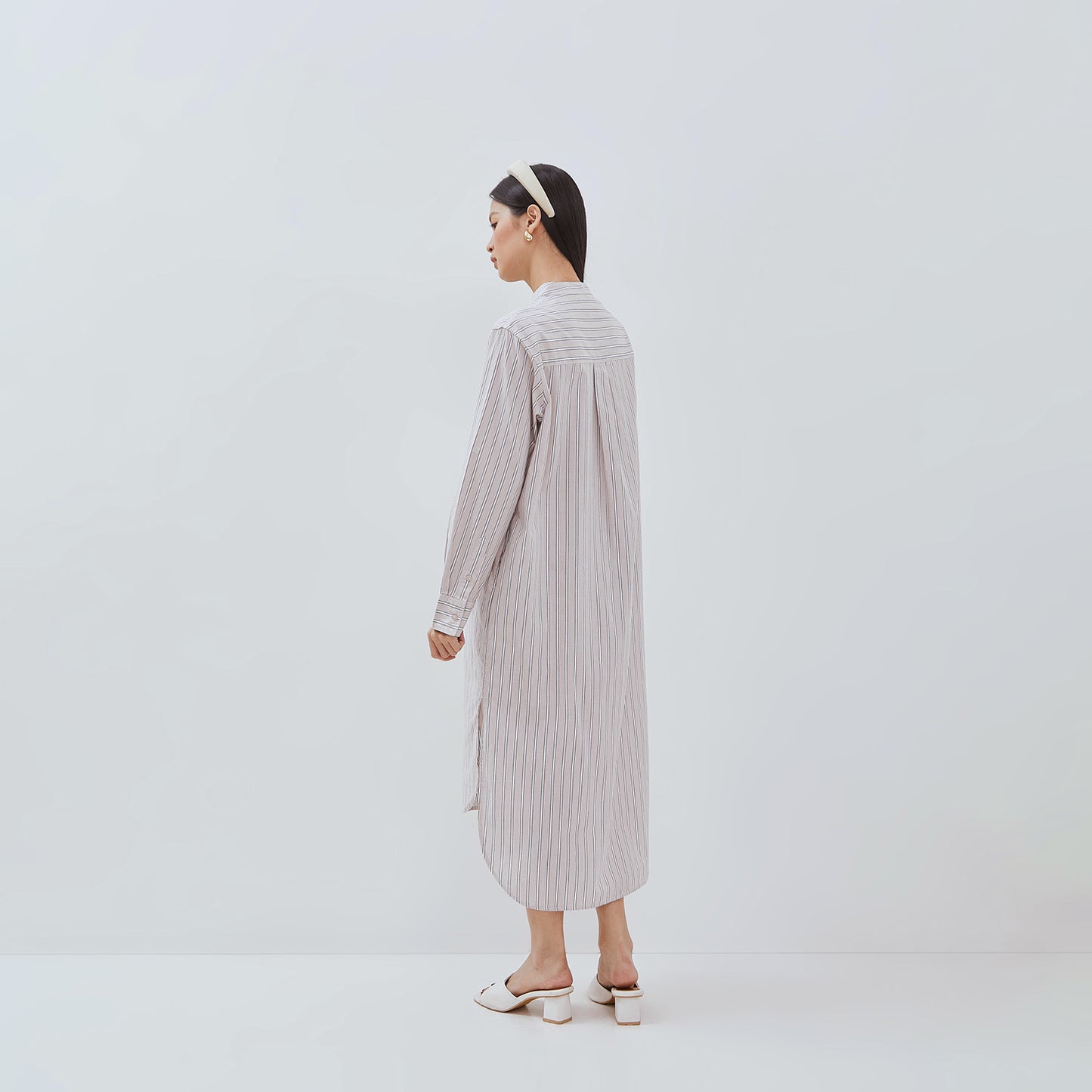 [NEW] OSELLA DELCY LONG SLEEVES STRIPED DRESS WITH SHANGHAI COLLAR 2157501046