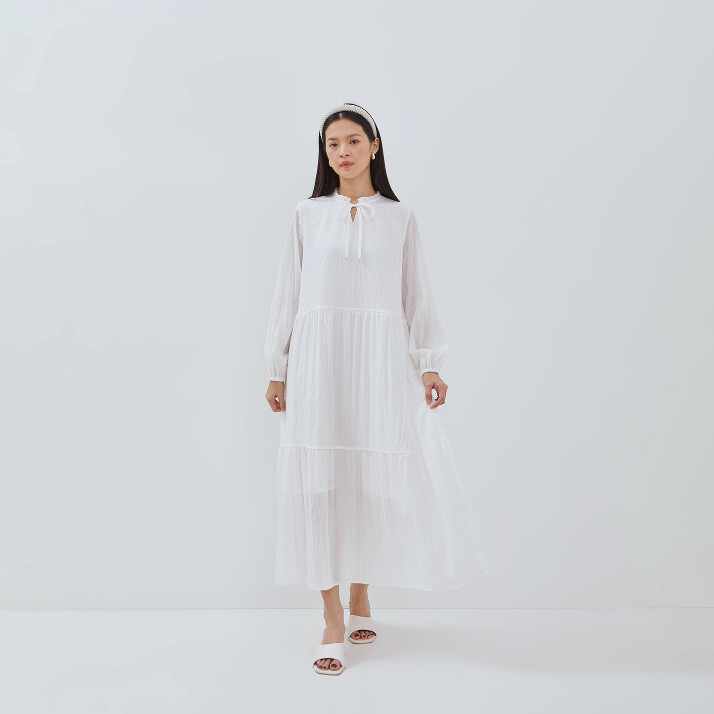 OSELLA TIERED MAXI DRESS WITH FANCY CRINKLE FABRIC 2157501101