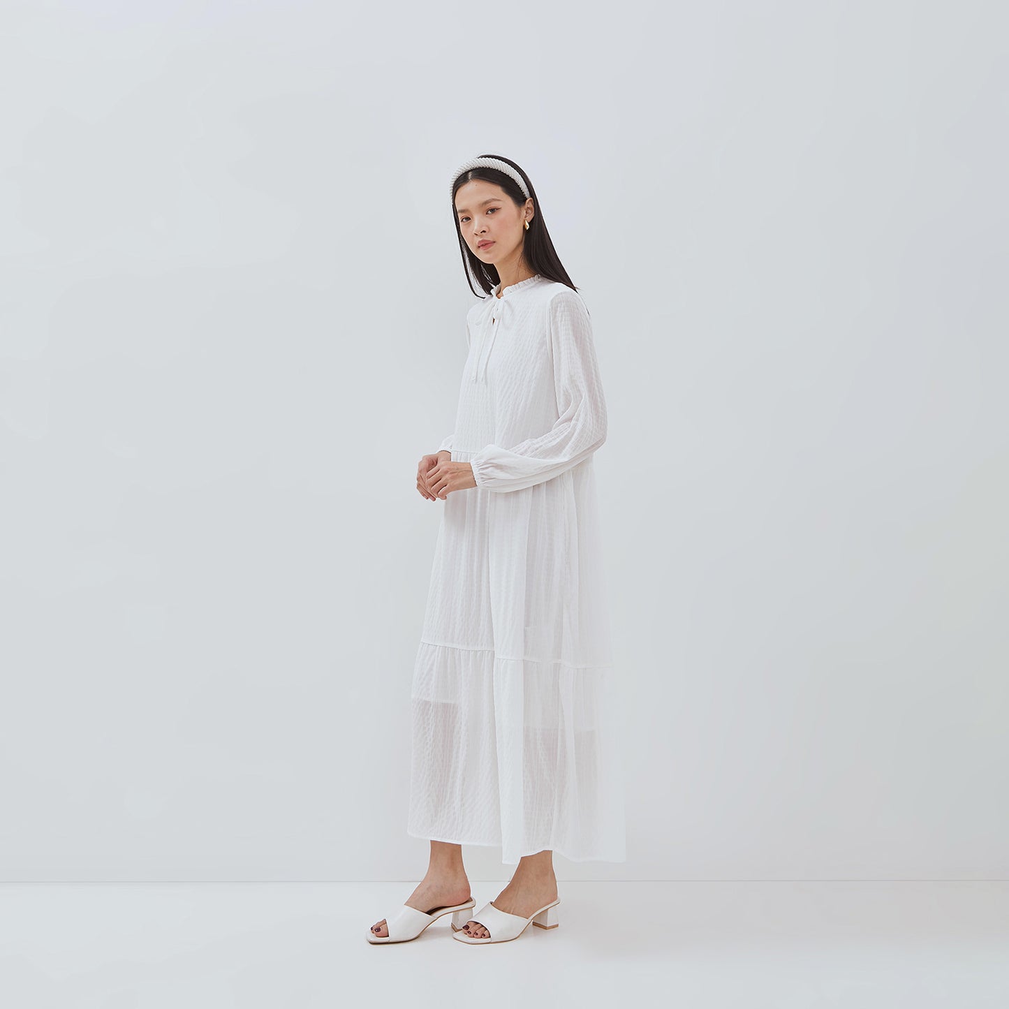 OSELLA TIERED MAXI DRESS WITH FANCY CRINKLE FABRIC 2157501101