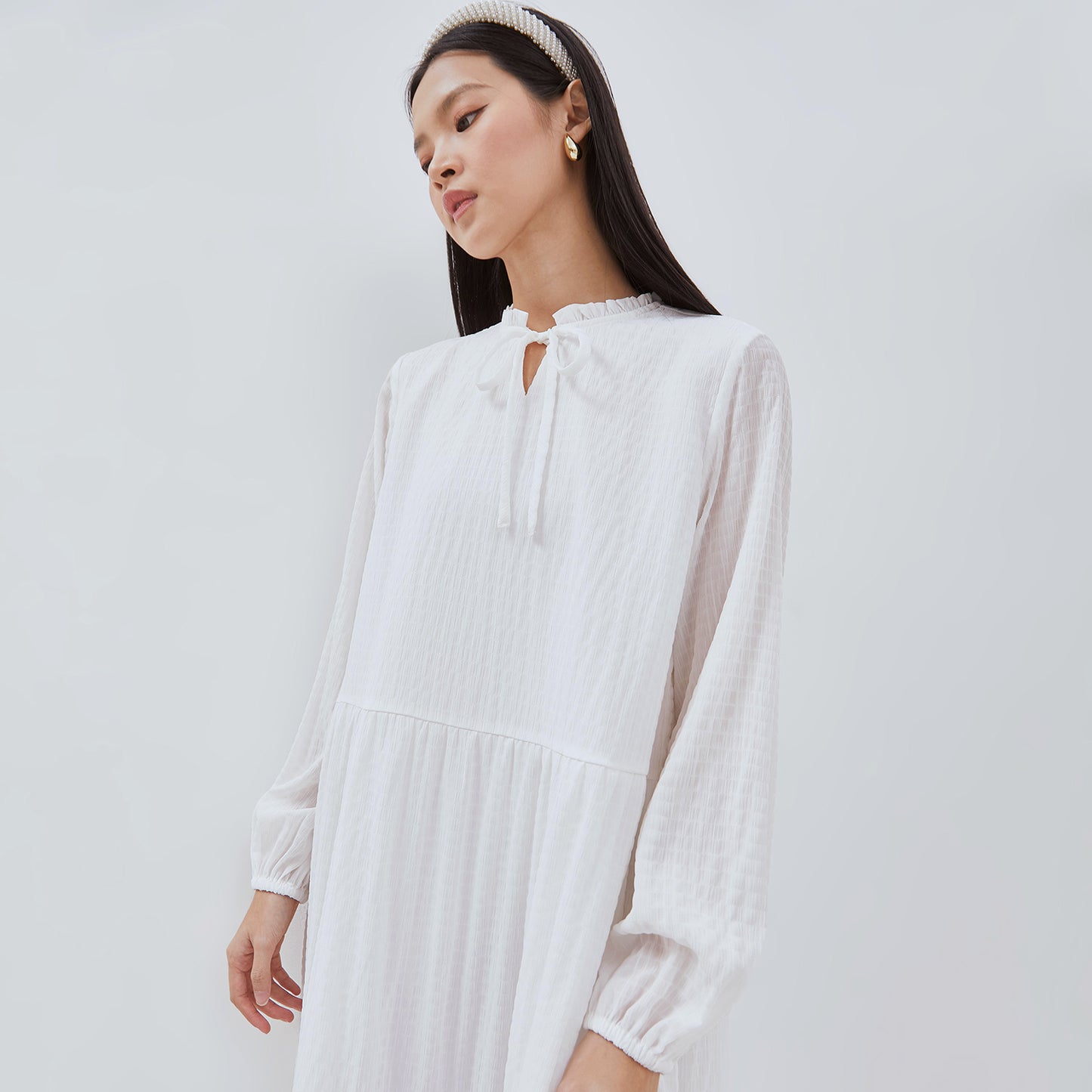 OSELLA TIERED MAXI DRESS WITH FANCY CRINKLE FABRIC 2157501101