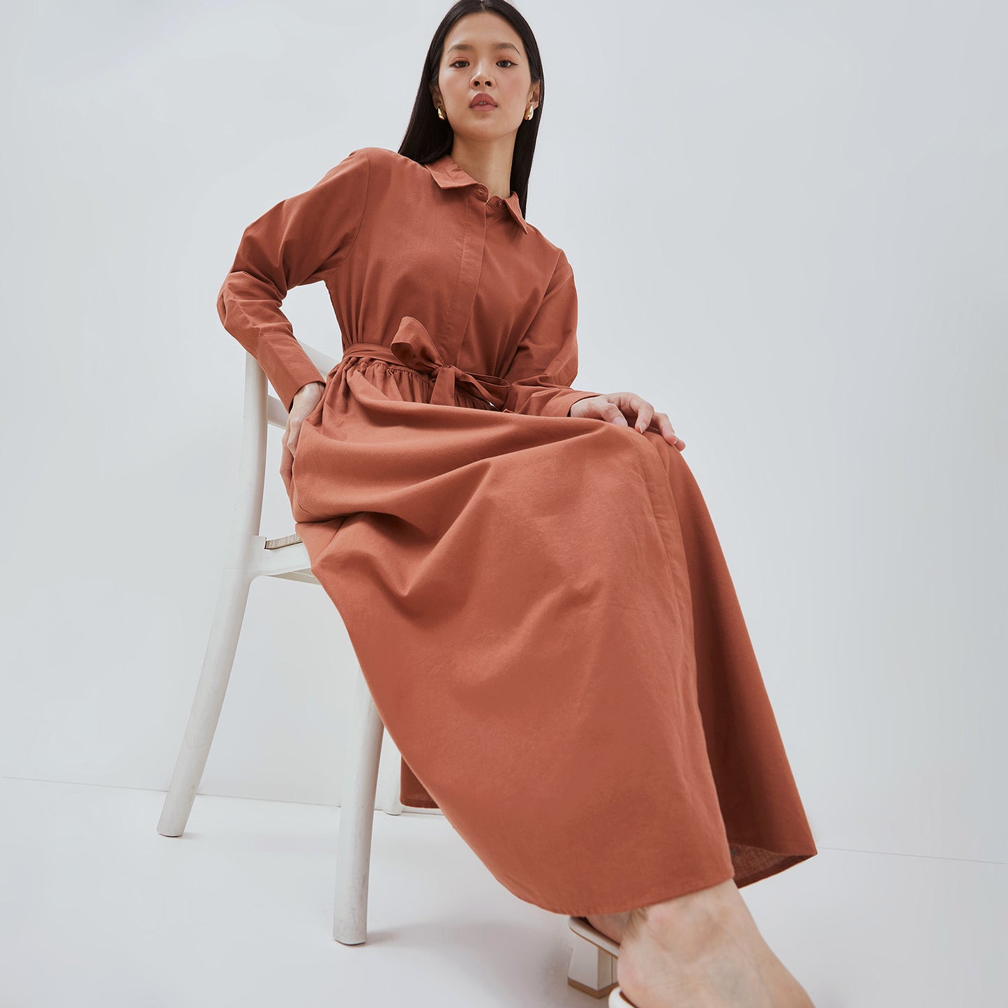 [NEW] OSELLA VALLEY MAXI DRESS IN BROWN 21575008