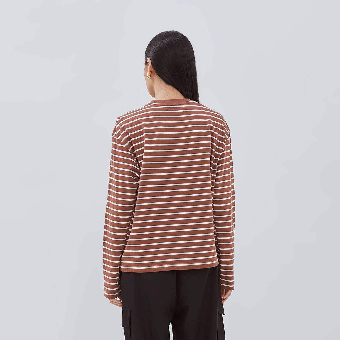 [NEW] OSELLA BLACK AND WHITE STRIPED LONG SLEEVE T-SHIRT 21775001