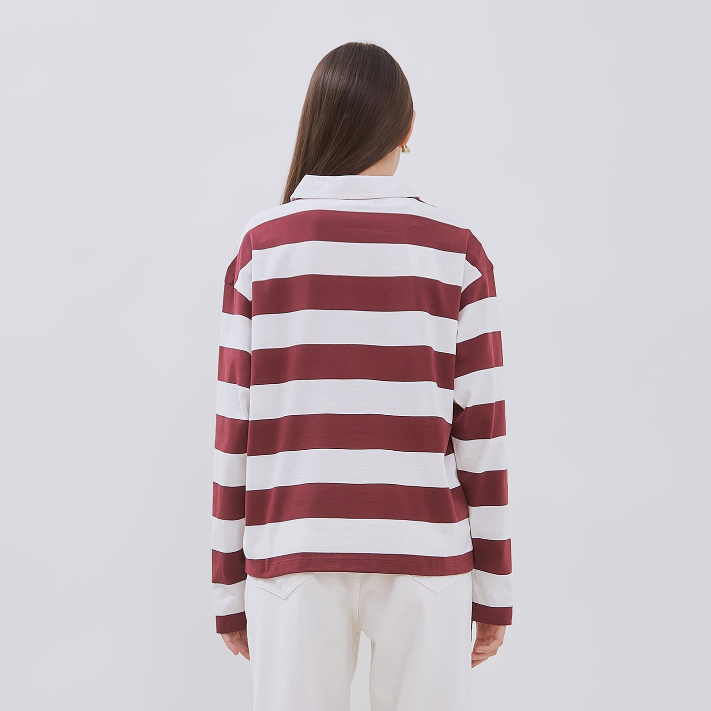 Osella Striped Polo Neck Long Sleeve T-shirt In Black And White