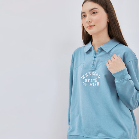 [NEW] Osella  Zoey Collar Half Zip-Up Sweatshirt 2111500236