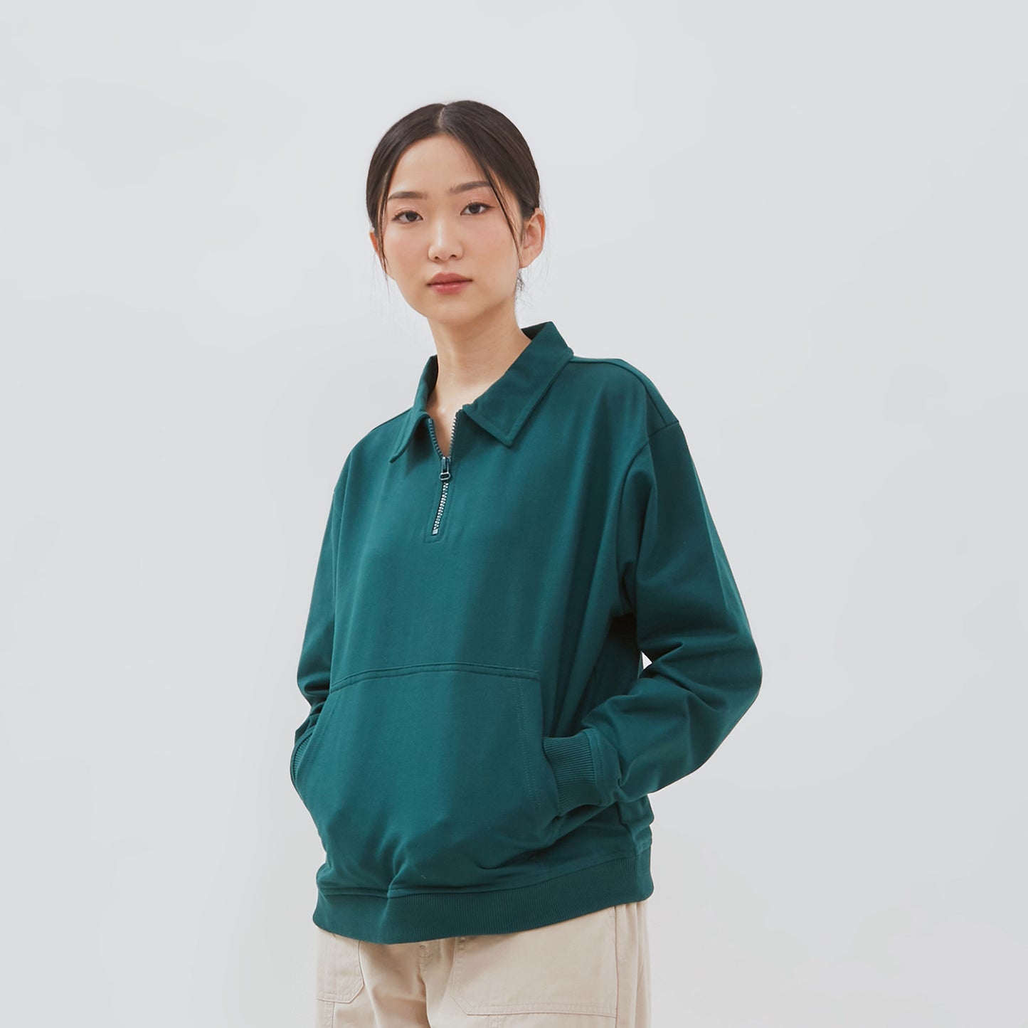 Osella Half Zip Sweatshirt In Emerald Green