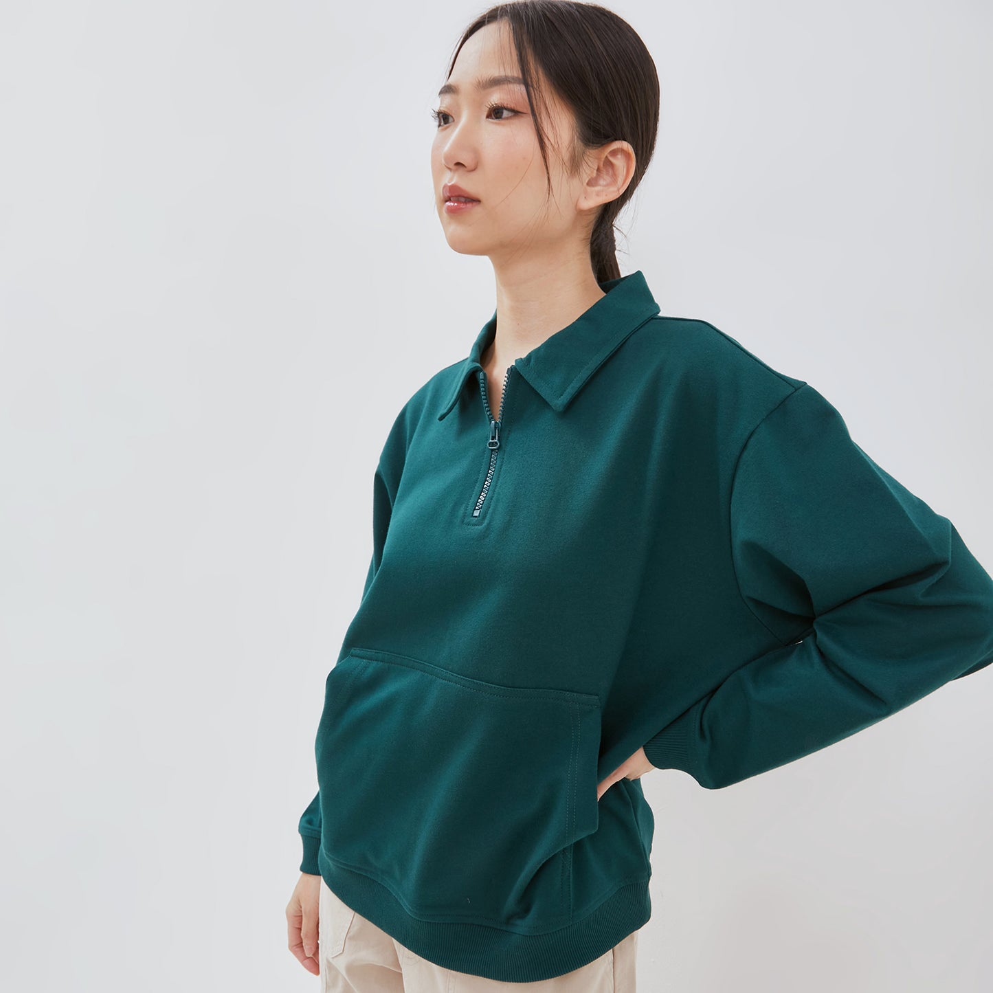 Osella Half Zip Sweatshirt In Emerald Green