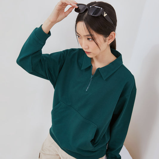 Osella Half Zip Sweatshirt In Emerald Green 2111400566