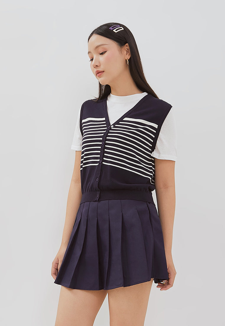 Osella T-Shirt With Combination Knitting Vest In Ivory