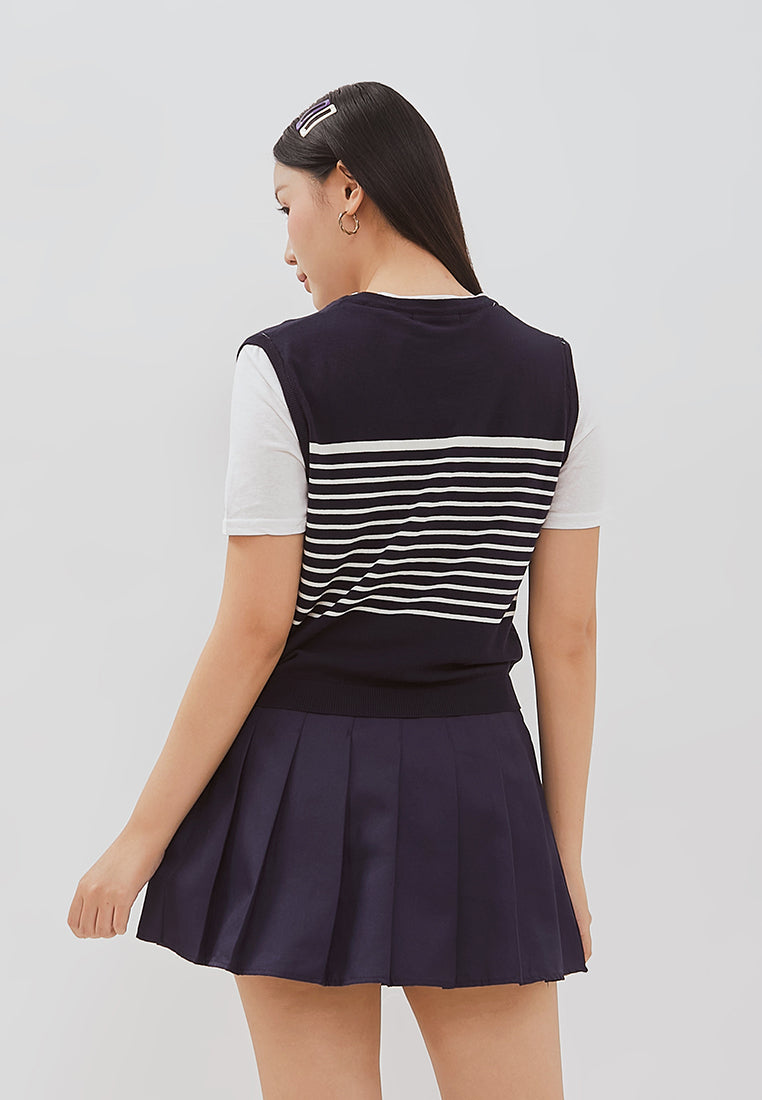 Osella T-Shirt With Combination Knitting Vest In Ivory