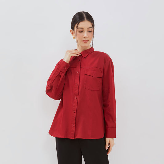 Osella Khloe Long Sleeve Shirt In Red