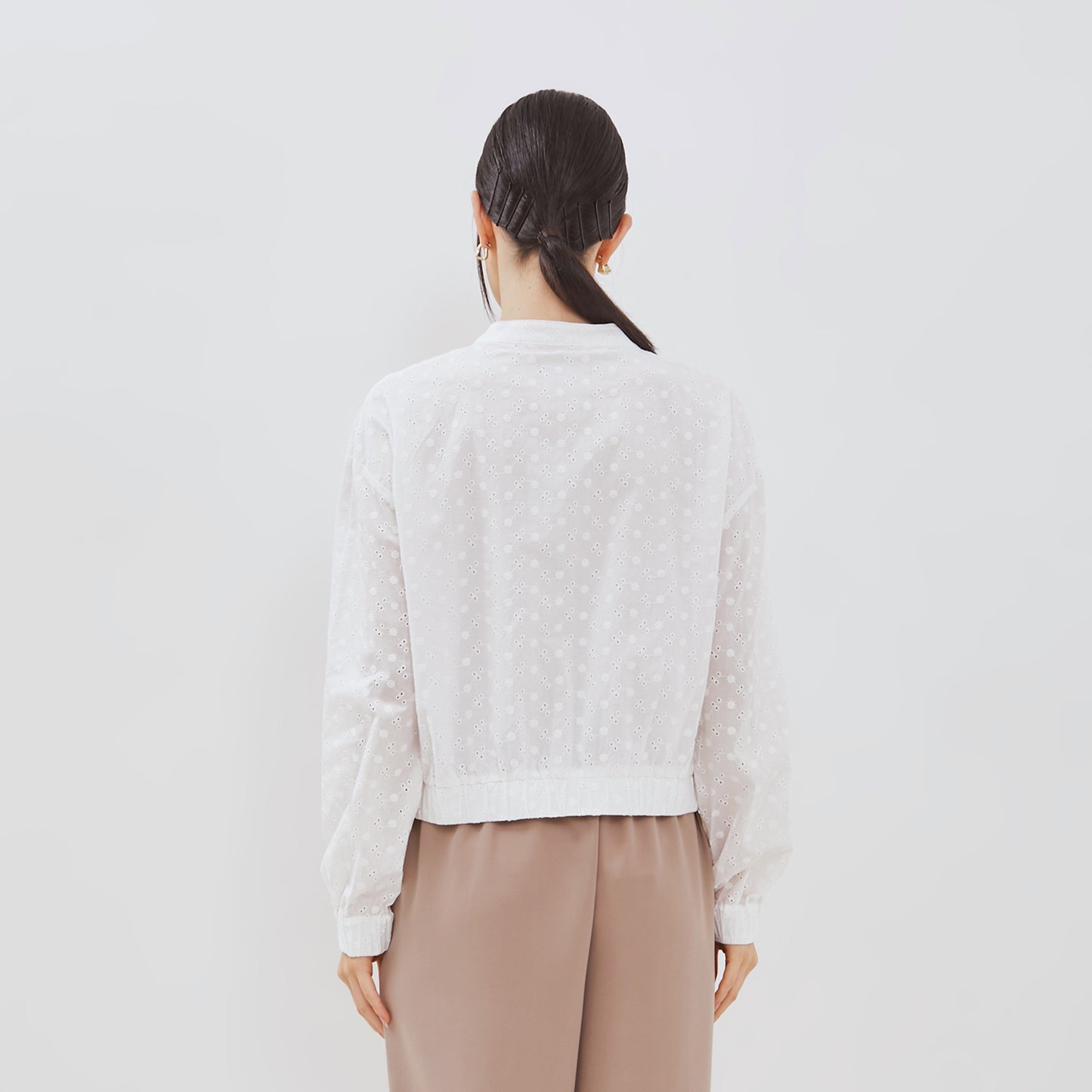 Osella Lace Bomber Jacket In White 2161500101