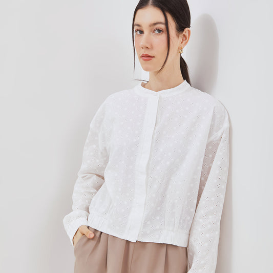 Osella Lace Bomber Jacket In White 2161500101