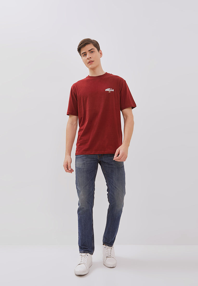 Osella Reguler Fit Print T-Shirt in Maroon