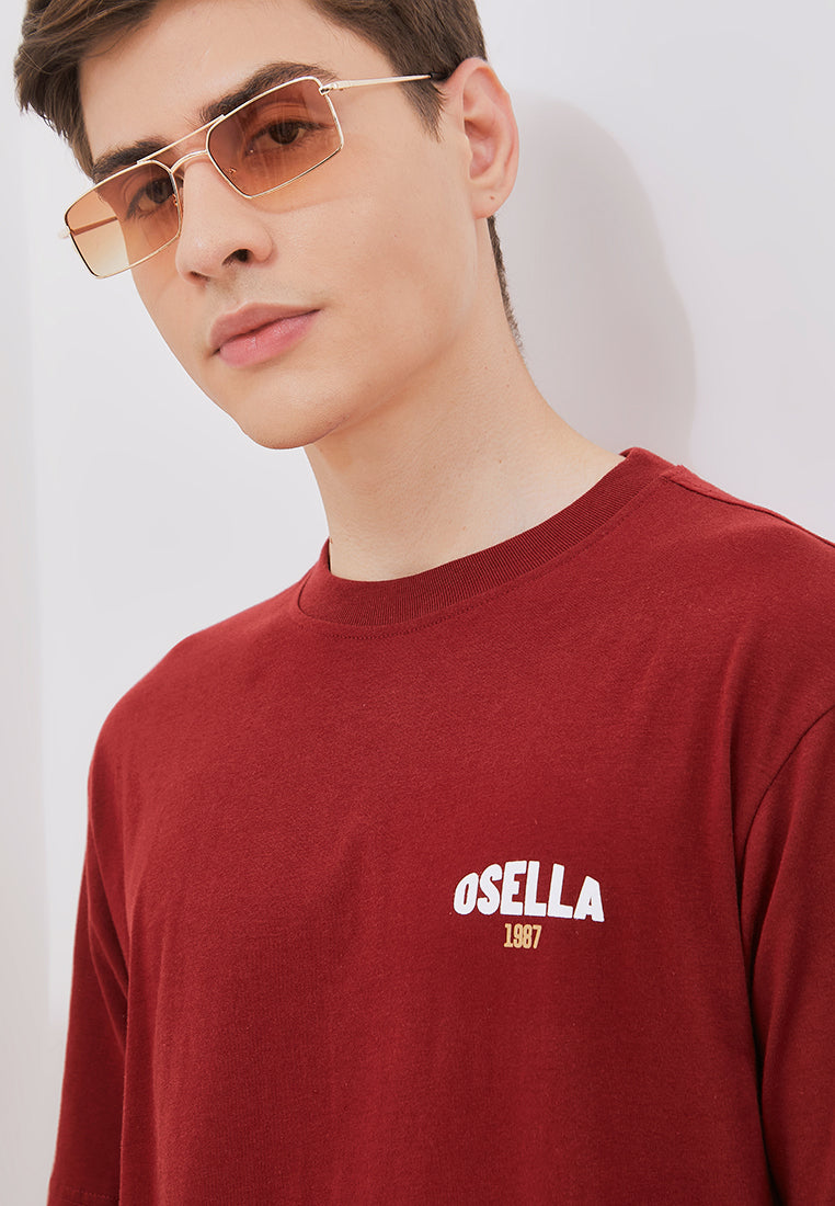 Osella Reguler Fit Print T-Shirt in Maroon