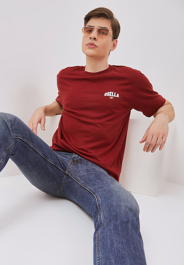 Osella Reguler Fit Print T-Shirt in Maroon