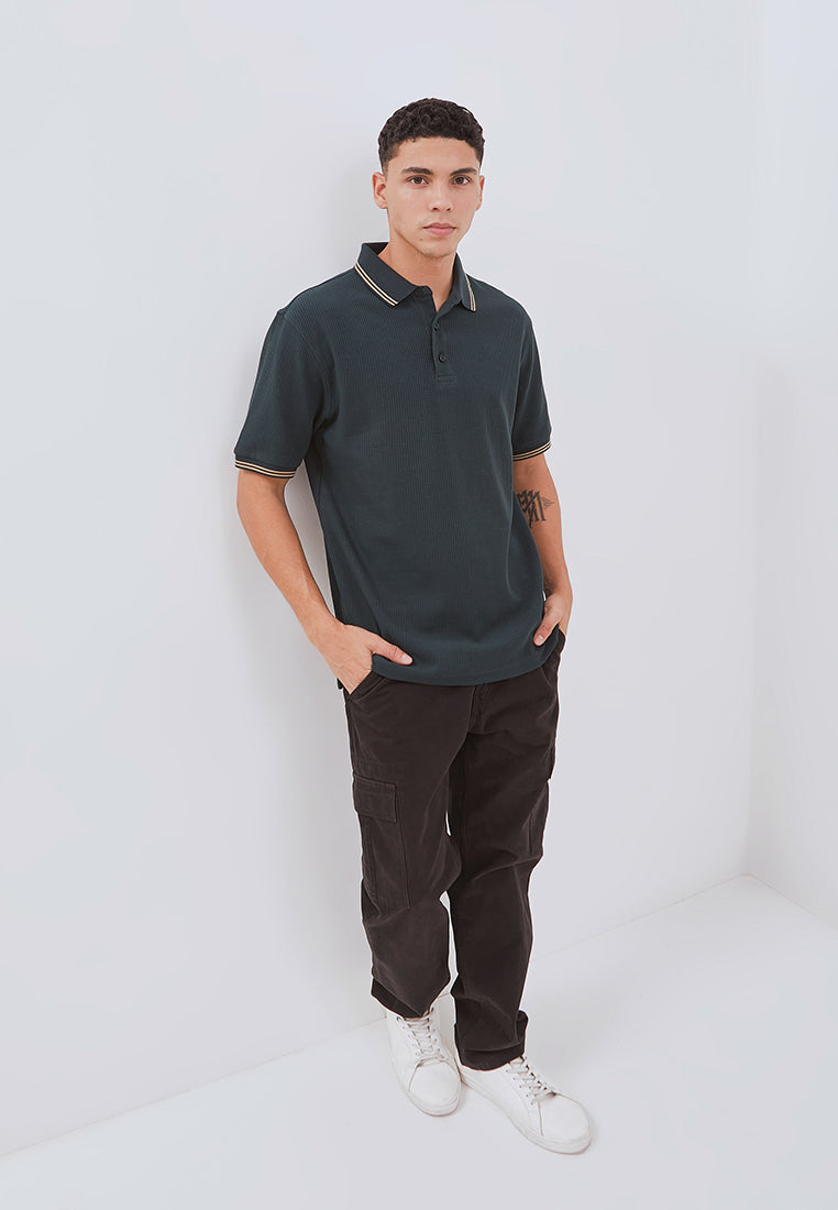 Osella Carlos Vertical Rib Textured Polo Shirt