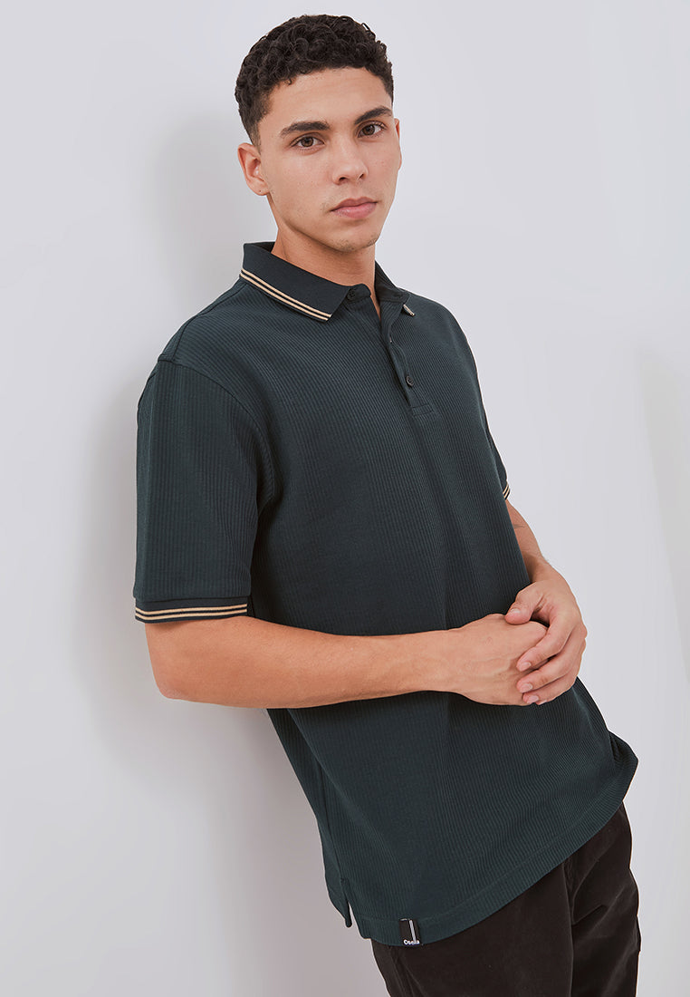 Osella Carlos Vertical Rib Textured Polo Shirt