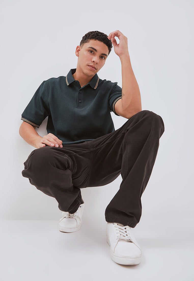 Osella Carlos Vertical Rib Textured Polo Shirt