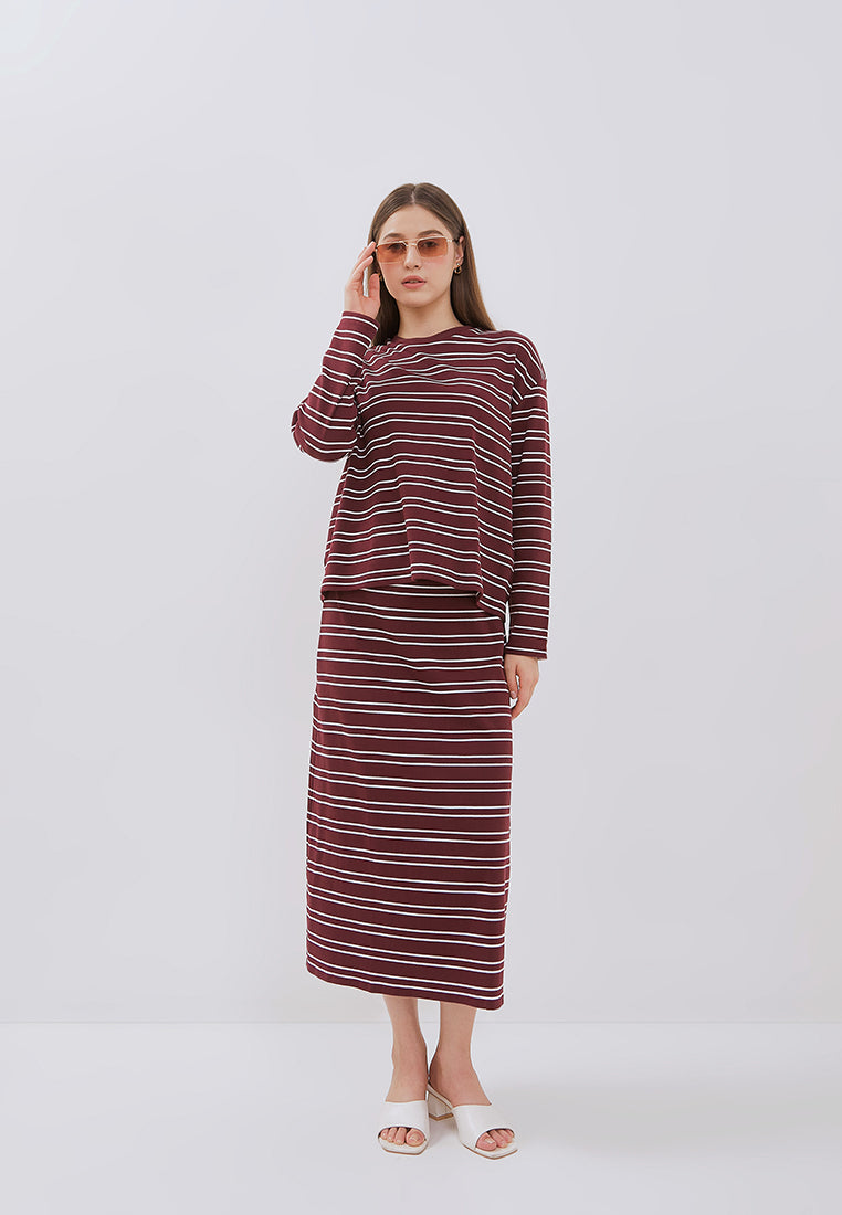 Osella Jeanne Stripe Rib-Kint Long Sleeve Top