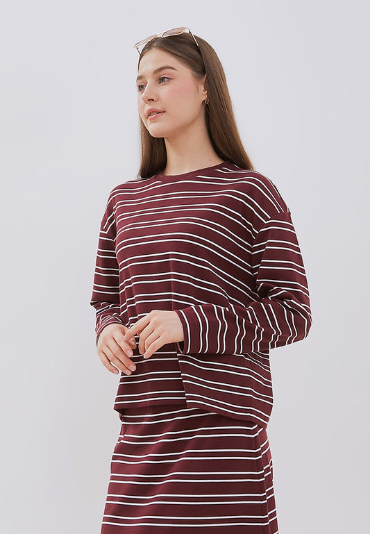 Osella Jeanne Stripe Rib-Kint Long Sleeve Top