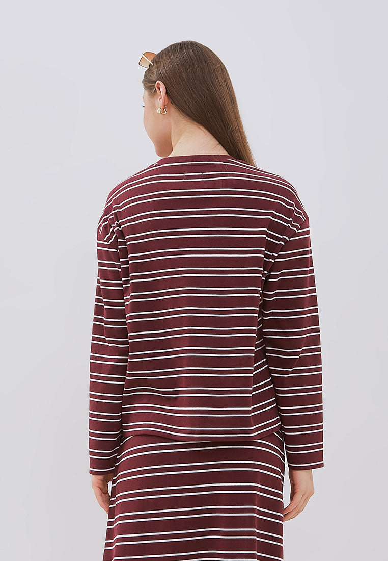 Osella Jeanne Stripe Rib-Kint Long Sleeve Top