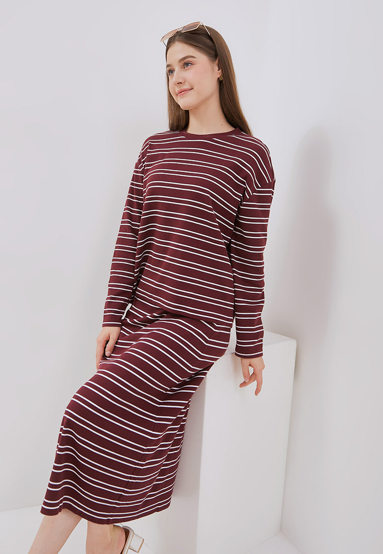 Osella Jeanne Stripe Rib-Kint Long Sleeve Top