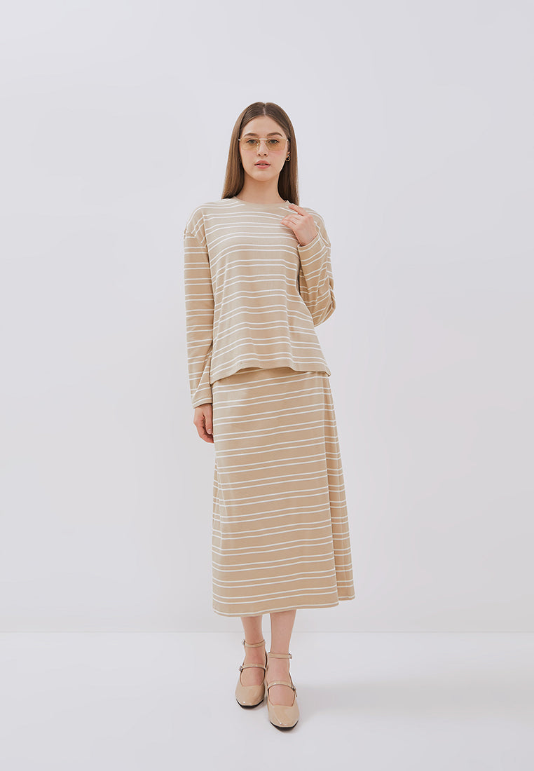 Osella Jeanne Stripe Rib-Kint Long Sleeve Top