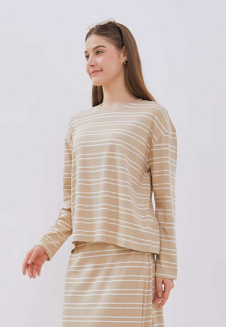 Osella Jeanne Stripe Rib-Kint Long Sleeve Top