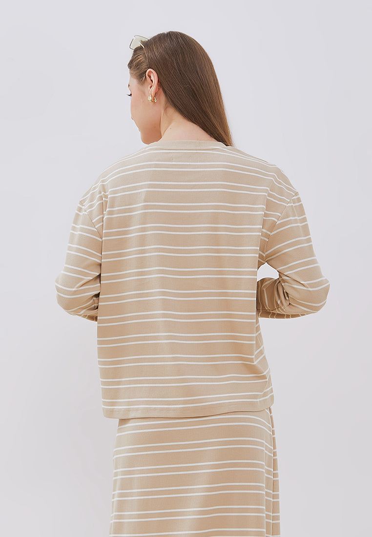 Osella Jeanne Stripe Rib-Kint Long Sleeve Top