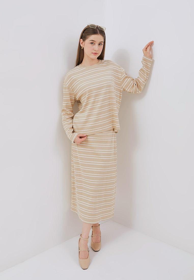 Osella Jeanne Stripe Rib-Kint Long Sleeve Top