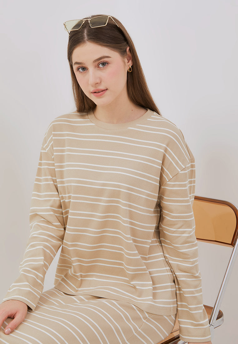 Osella Jeanne Stripe Rib-Kint Long Sleeve Top